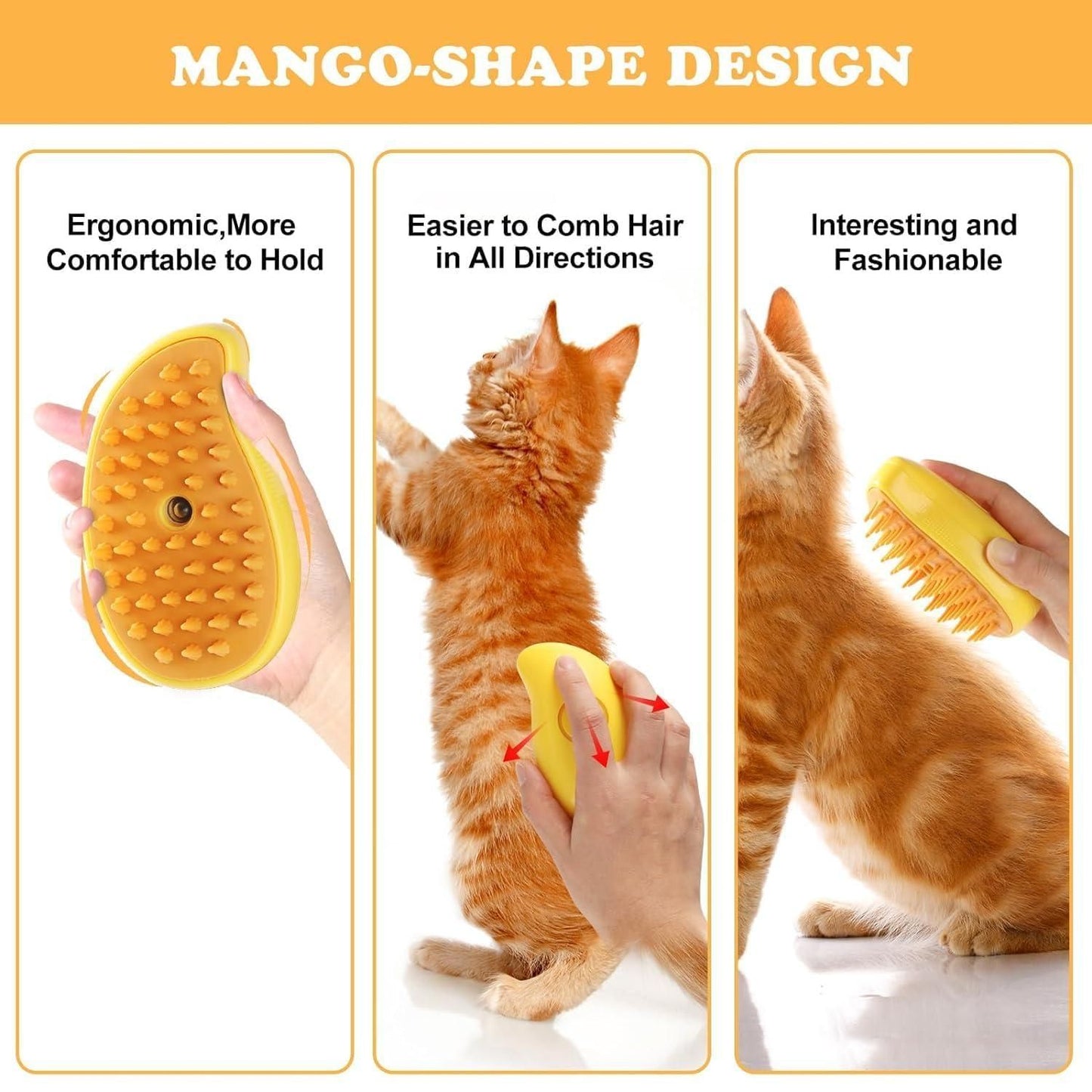 Fantastic Three in One Steaming Pet Hairbrush for Cats